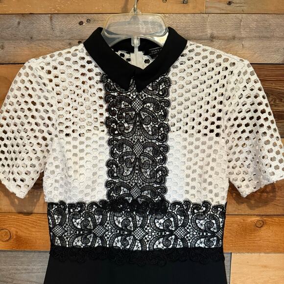 ZARA Black Sheath Tube Dress Twee Lace Short Sleeve Top Size S Office Cocktail - Picture 8 of 16